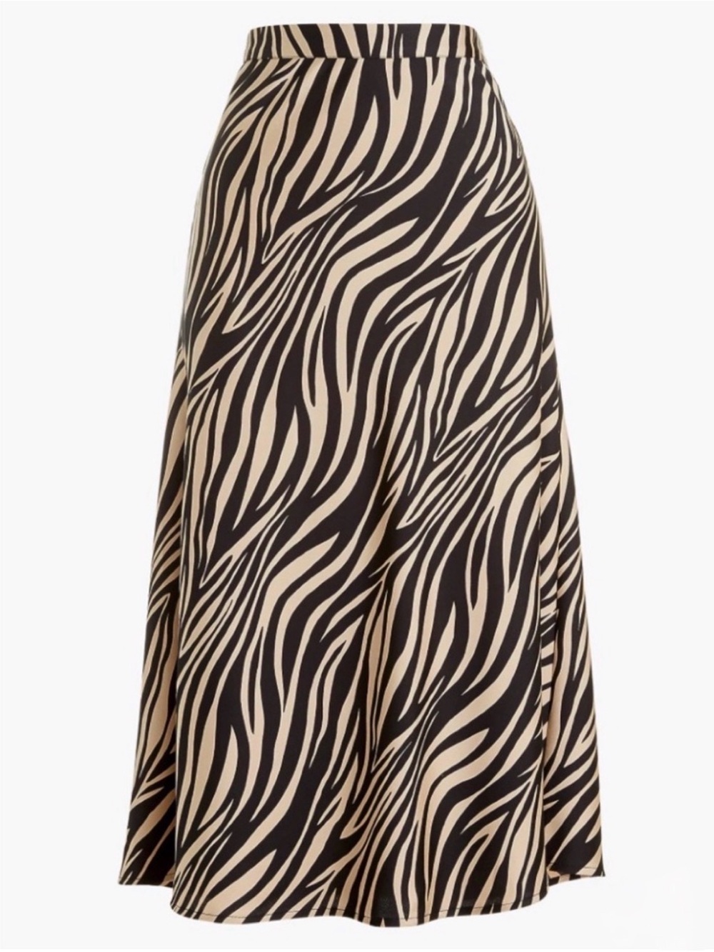 J. CREW midi skirt silky sz S black cream zebra striped NWOT